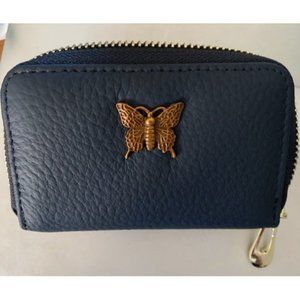 RFID Credit Card Holder for Women Small Leather Zipper Card Case Wallet, Black